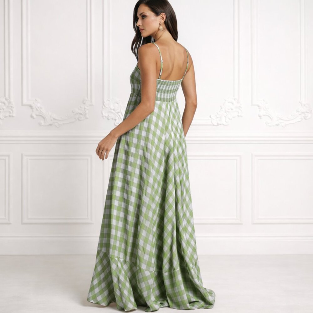Medium "Lilah" Green Gingham Dress - Picture 2 of 2